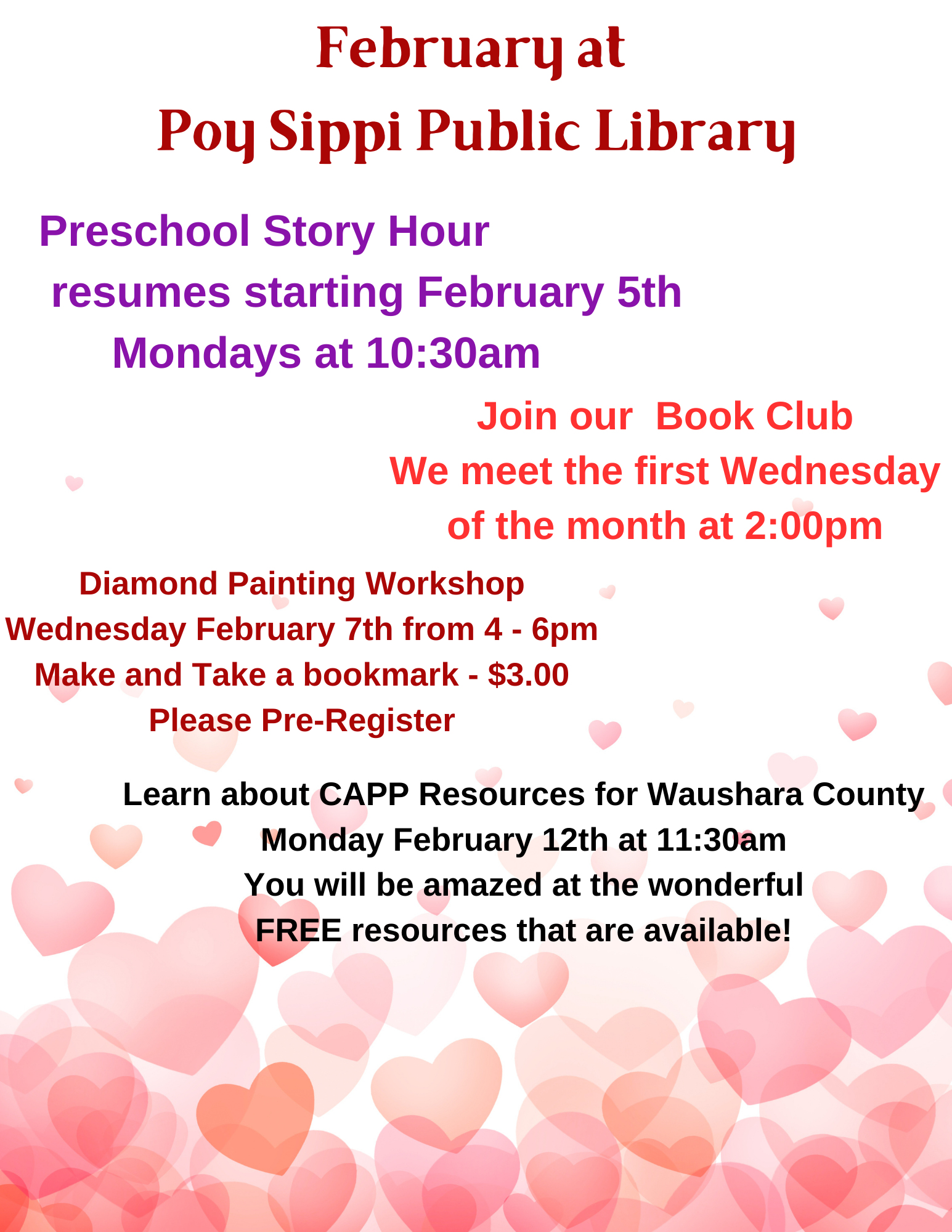 February at Poy Sippi Public Library!